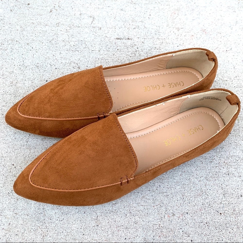 Vegan Suede Camel Brown Flats - Picture 5 of 8